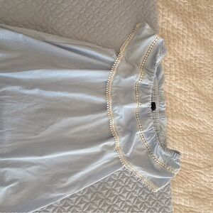 Ann Taylor Light Blue Blouse with Lace Trim